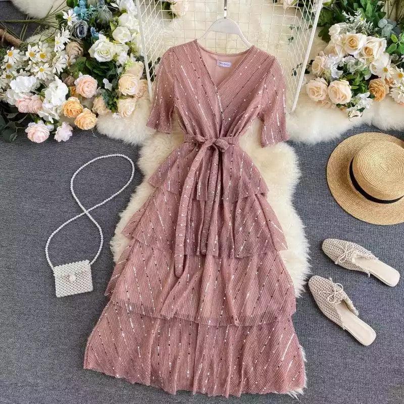 Glittery Rose gold layered dress