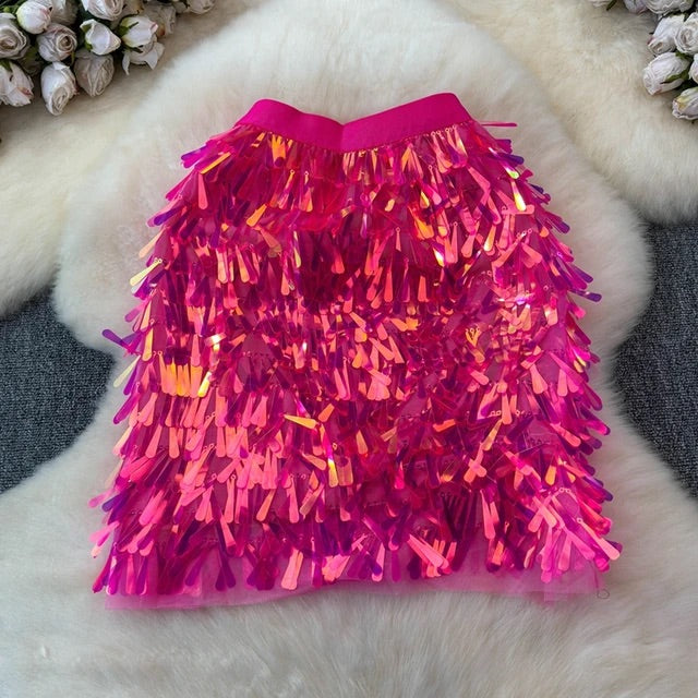 Drop sequin short party skirt