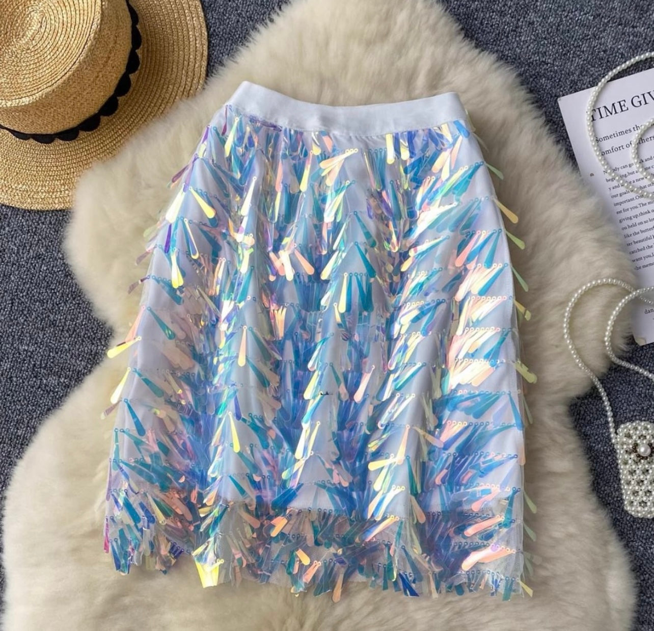 Drop sequin short party skirt