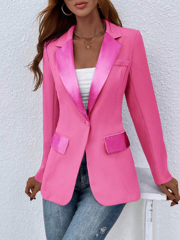 Two Tone Single Button Blazer