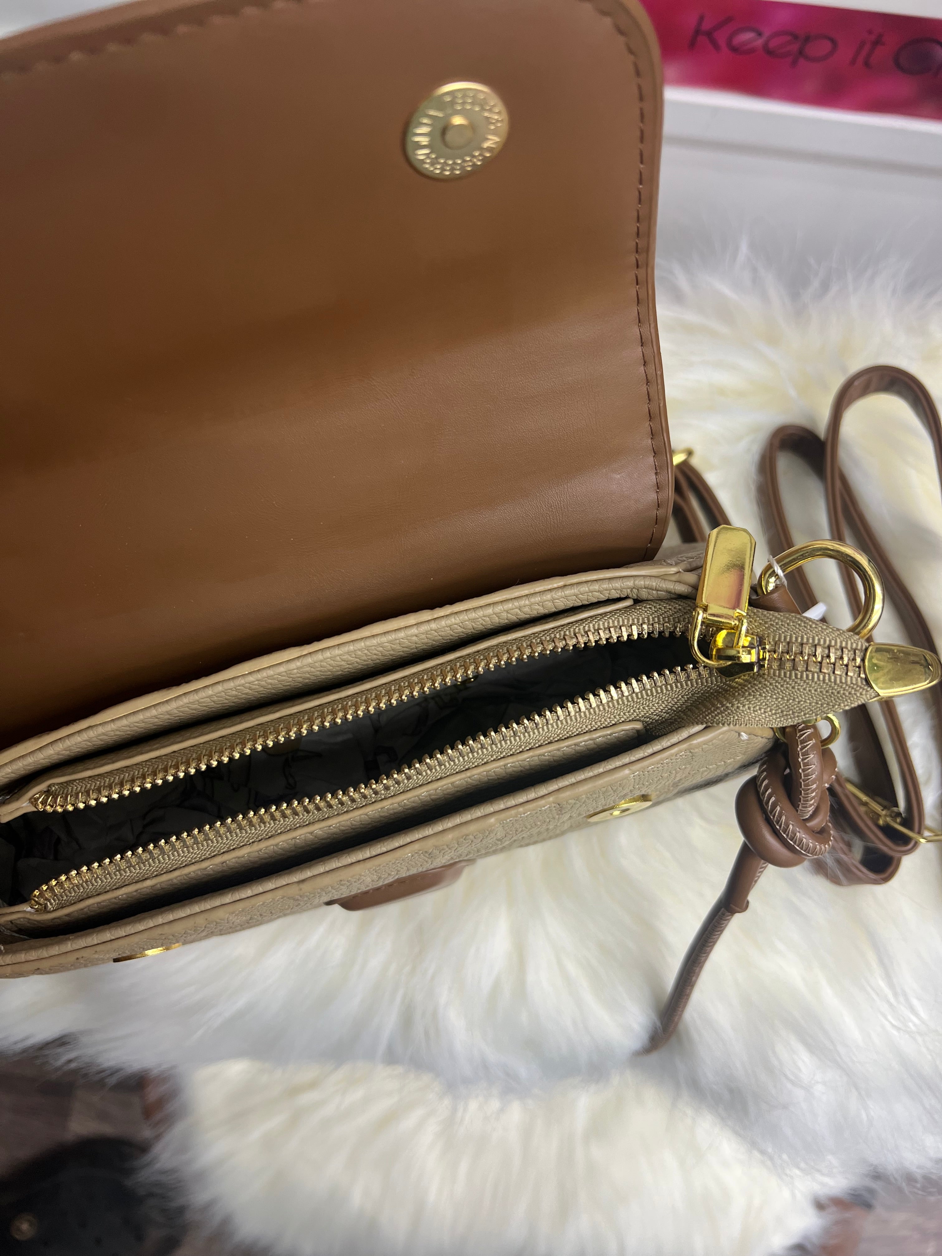 Dual color flap open sling bag